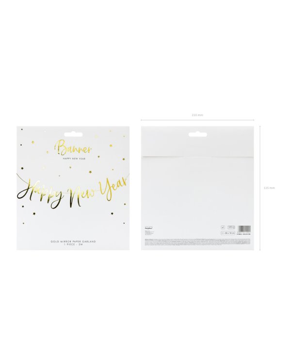 Banner Happy New Year,  gold, 66x18cm