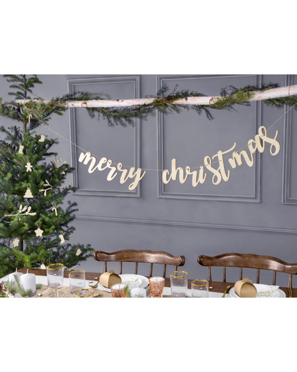 Wooden banner Merry Christmas, 87x17cm