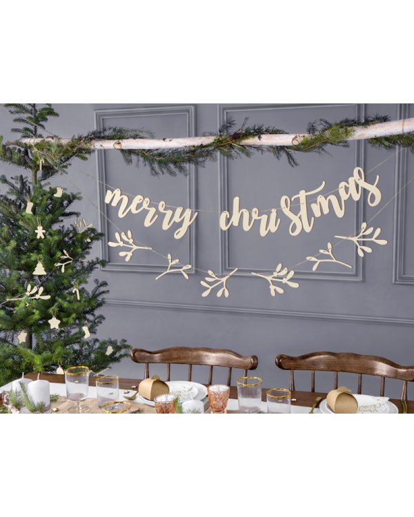 Wooden banner Merry Christmas, 87x17cm