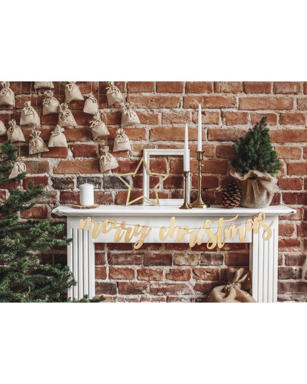 Wooden banner Merry Christmas, 87x17cm