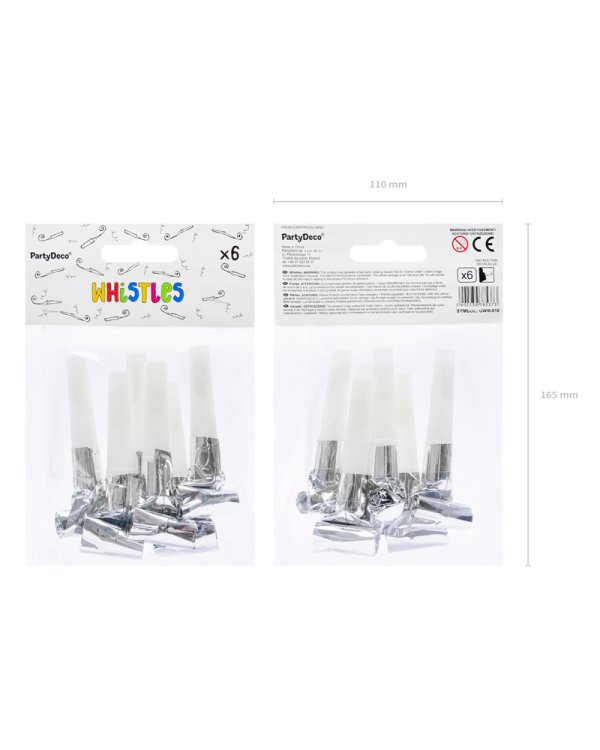 Whistles, silver (1 pkt / 6 pc.)
