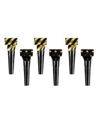 Paper whistles, 28 cm, black and gold (1 pkt / 6 pc.)
