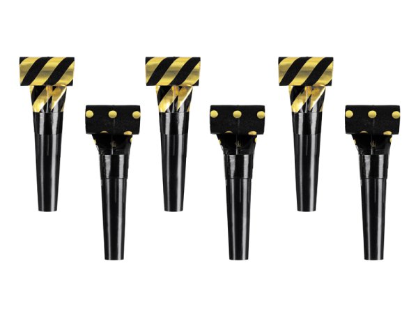 Обложка книги «Paper whistles, 28 cm, black and gold (1 pkt / 6 pc.)»