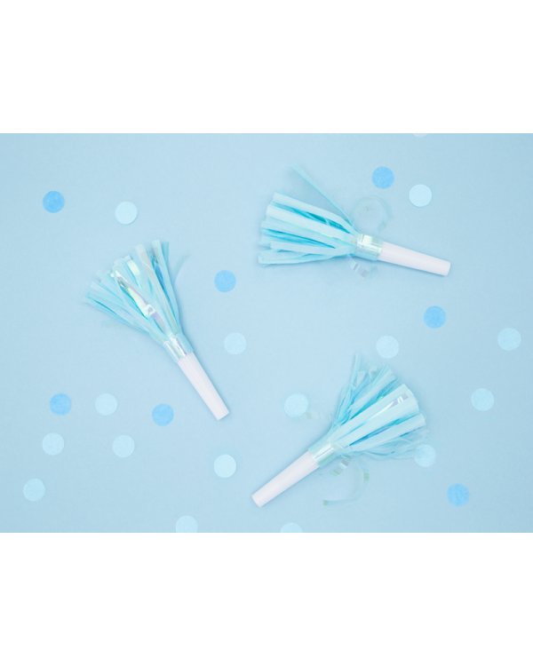 Party horns, sky-blue (1 pkt / 6 pc.)