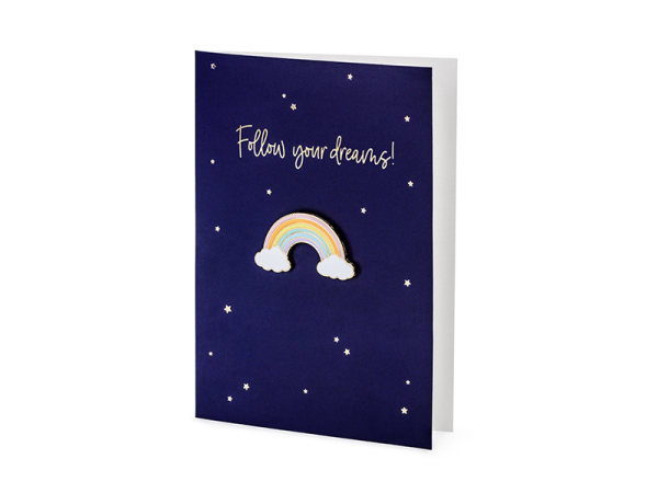 Card with enamel pin Rainbow, 10.5x14.8cm Card with enamel pin Rainbow, 10.5x14.8cm