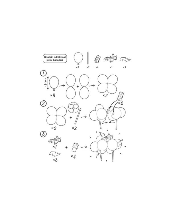 Balloon cake topper Plane, mix, 29 cm