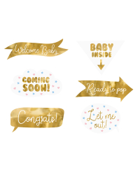 Photo props Baby shower, mix (1 pkt / 6 pc.)