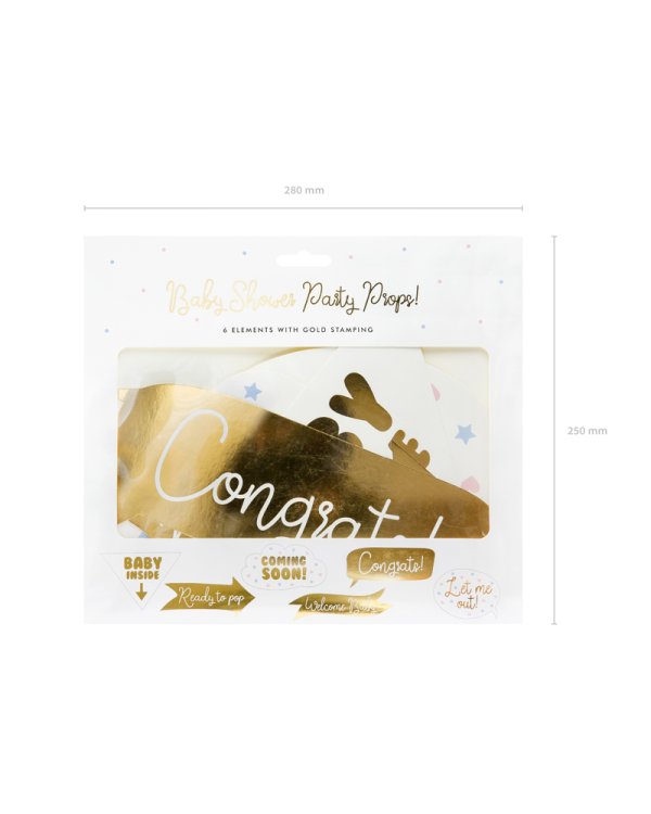 Photo props Baby shower, mix (1 pkt / 6 pc.)