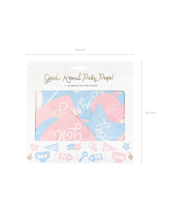 Photo props Gender reveal party, mix (1 pkt / 11 pc.)