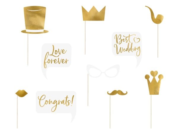 Wedding photo props, mix (1 pkt / 10 pc.)