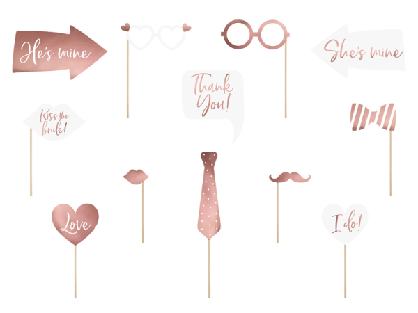 Wedding photo props, mix (1 pkt / 12 pc.)