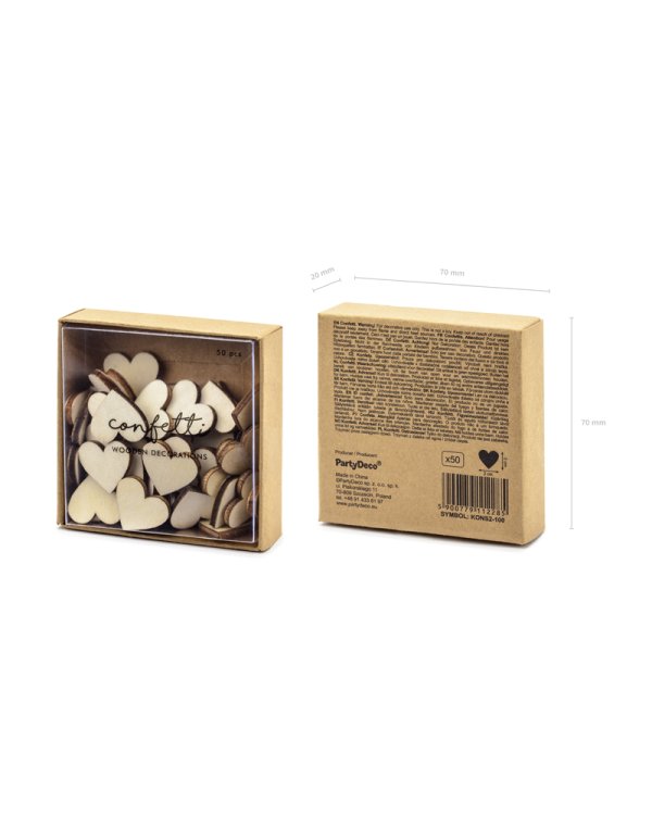 Wooden confetti Hearts, 2x2cm (1 pkt / 50 pc.)