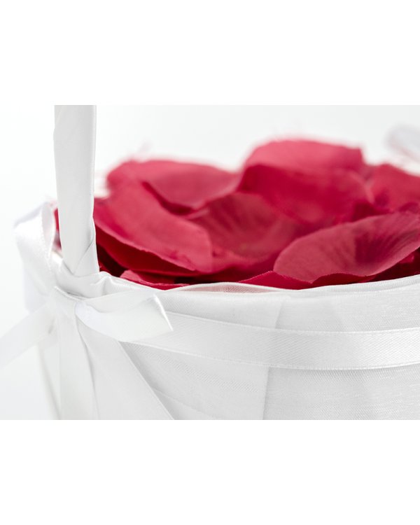 Wedding basket for rose petals or coins, white