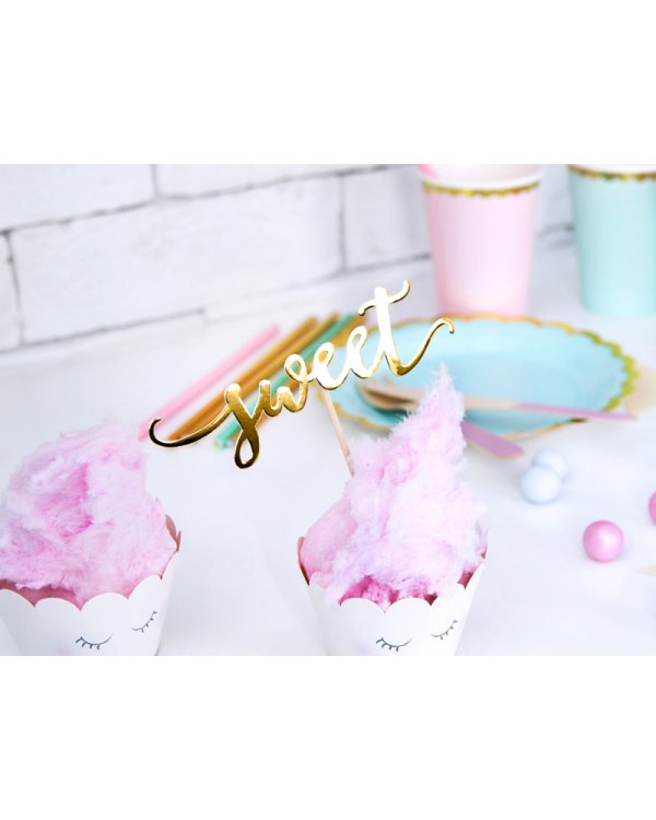 Cupcake toppers Love, gold, 13cm (1 pkt / 6 pc.)