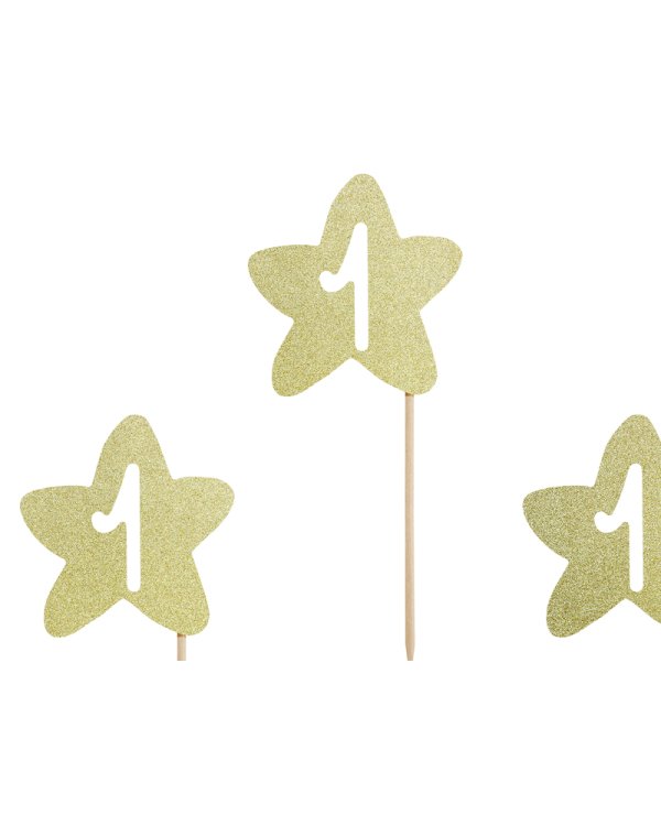 Cupcake toppers 1st Birthday, gold (1 pkt / 6 pc.)
