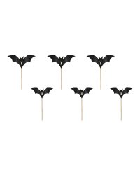 Bat Cupcake Decorations, black, 3.6-4.7cm (1 pkt / 6 pc.)