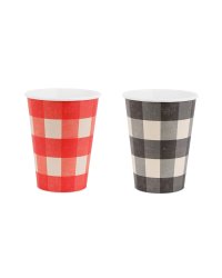 Checkered paper cups, mix, 400 ml (1 pkt / 6 pc.)