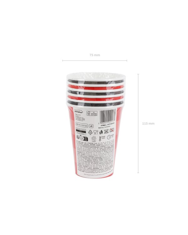 Checkered paper cups, mix, 400 ml (1 pkt / 6 pc.)