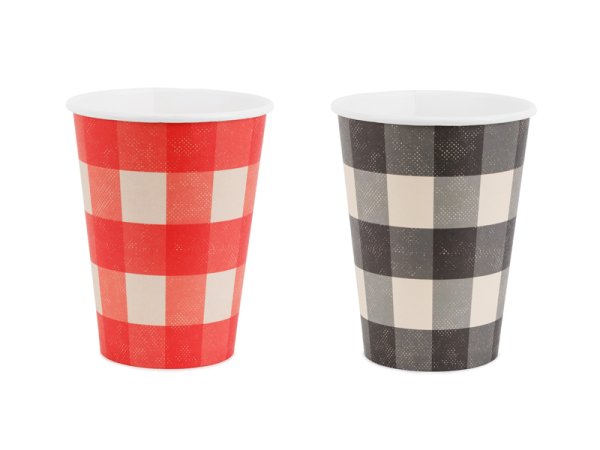 Checkered paper cups, mix, 400 ml (1 pkt / 6 pc.)