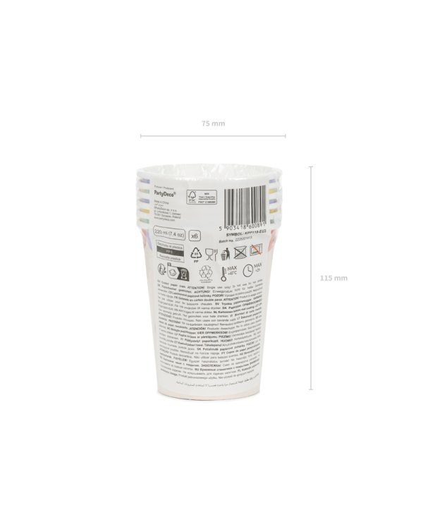 Cups Confetti, 220 ml, mix (1 pkt / 6 pc.)