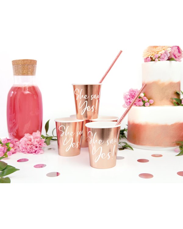 Cups She said yes!, rose gold, 220ml (1 pkt / 6 pc.)