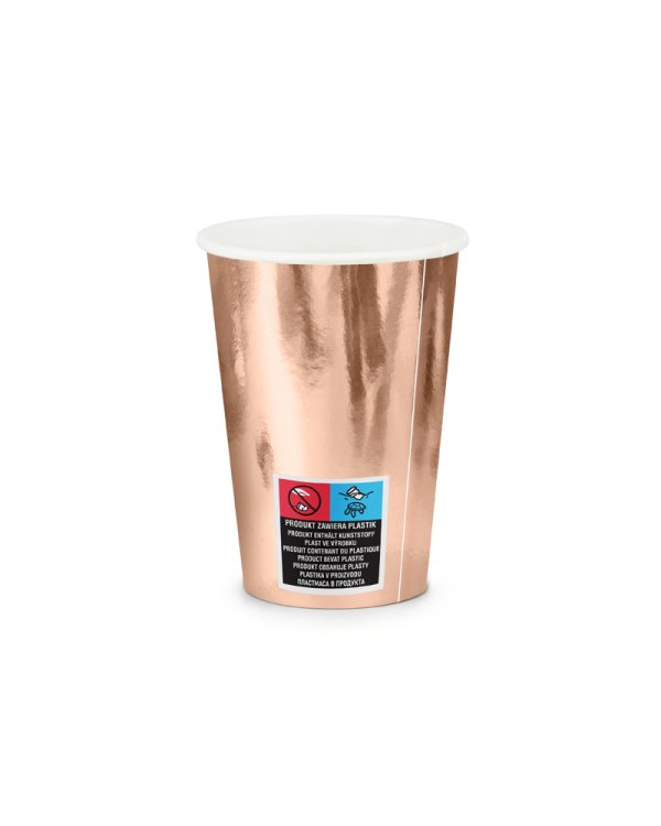 Paper cups, rose gold, 220ml (1 pkt / 6 pc.)