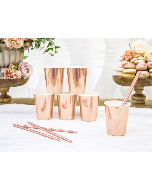 Paper cups, rose gold, 220ml (1 pkt / 6 pc.)