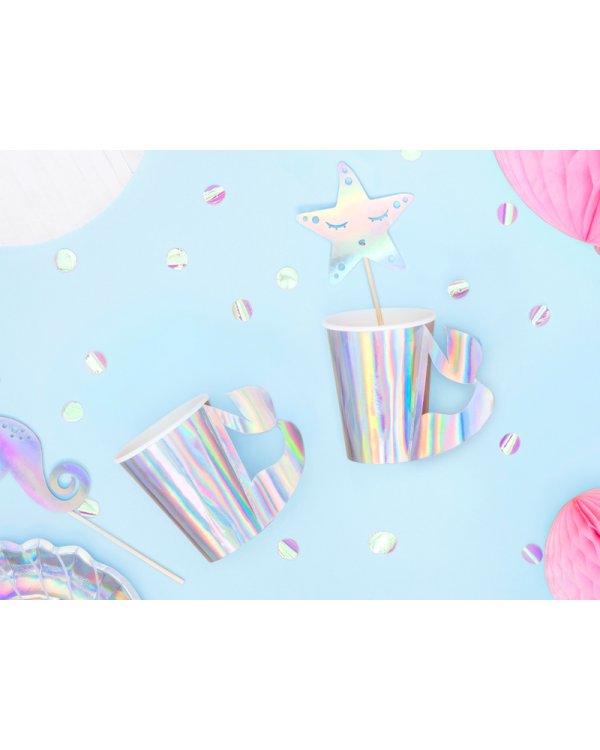 Paper cups Mermaid, iridescent, 220ml (1 pkt / 6 pc.)