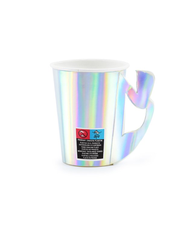 Paper cups Mermaid, iridescent, 220ml (1 pkt / 6 pc.)