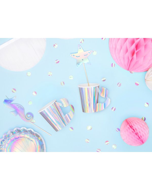 Paper cups Mermaid, iridescent, 220ml (1 pkt / 6 pc.)
