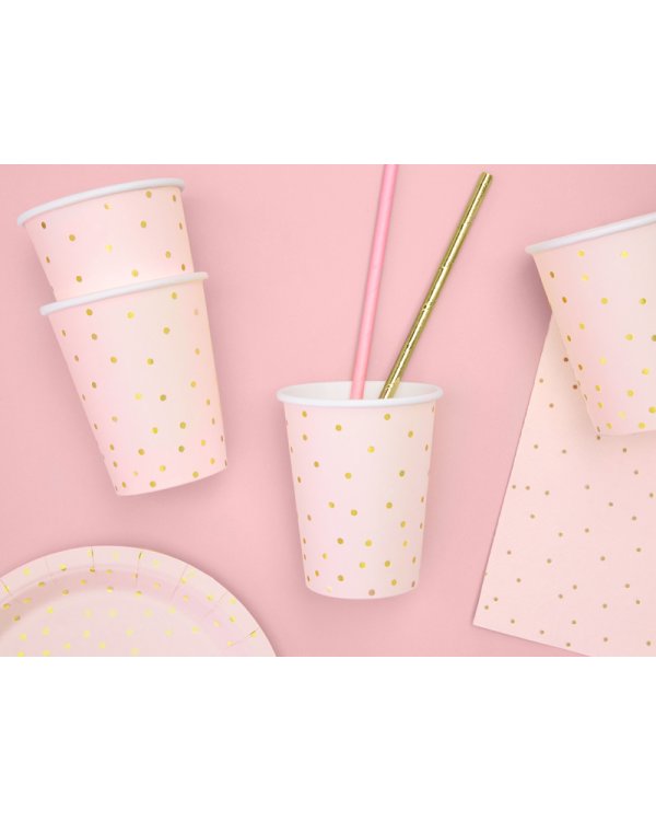 Cups Polka Dots, light pink, 260ml (1 pkt / 6 pc.)