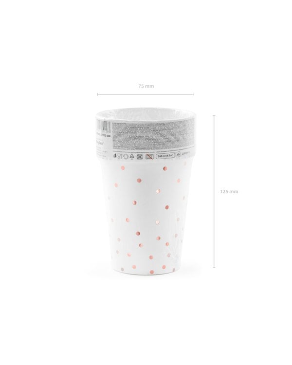 Cups Polka Dots, white, 260ml (1 pkt / 6 pc.)