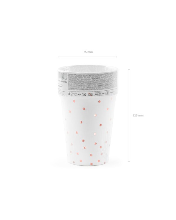 Cups Polka Dots, white, 260ml (1 pkt / 6 pc.)