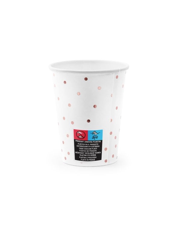 Cups Polka Dots, white, 260ml (1 pkt / 6 pc.)