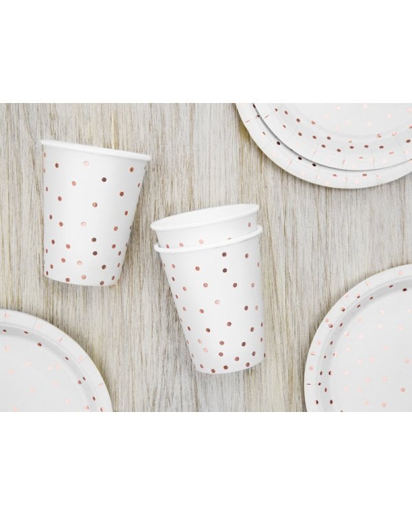 Cups Polka Dots, white, 260ml (1 pkt / 6 pc.)
