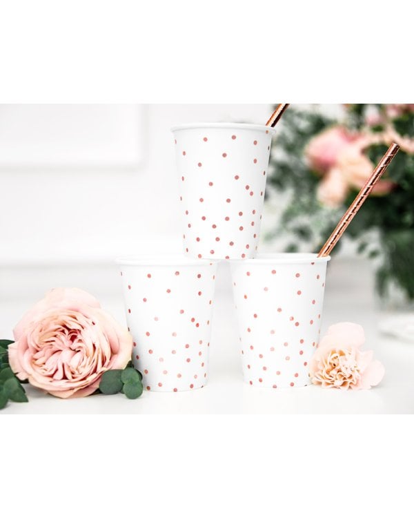 Cups Polka Dots, white, 260ml (1 pkt / 6 pc.)