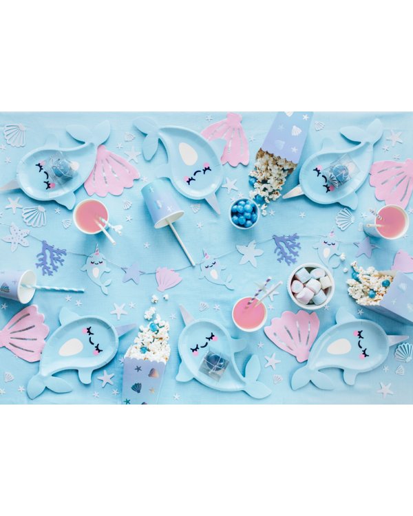 Paper cups Narwhal, mix, 220ml (1 pkt / 6 pc.)