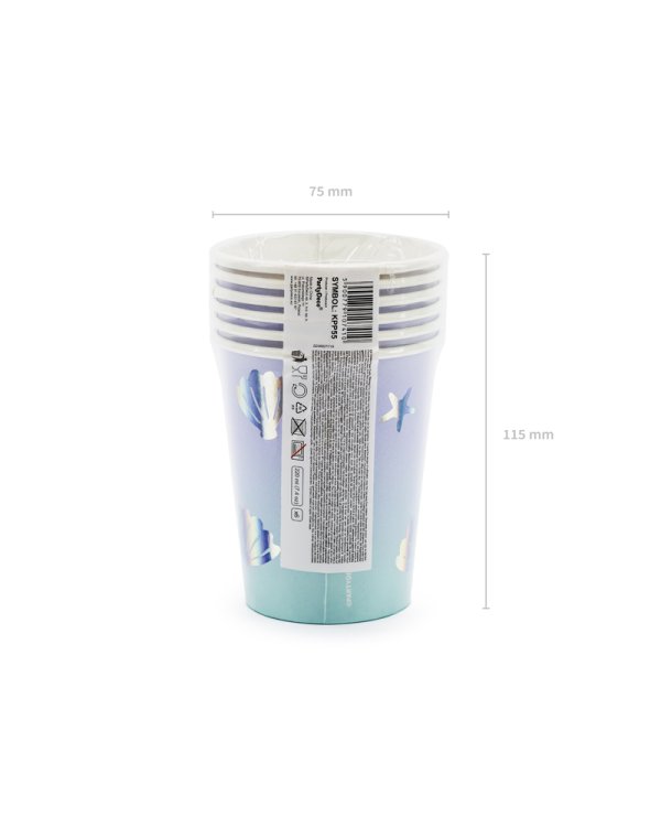 Paper cups Narwhal, mix, 220ml (1 pkt / 6 pc.)
