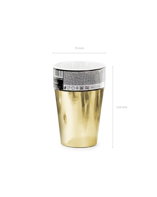 Cups, gold, 220ml (1 pkt / 6 pc.)