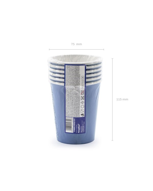 Cups Happy B'day!, navy blue, 220ml (1 pkt / 6 pc.)