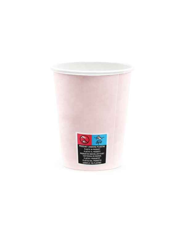Cups Happy B'day!, light powder pink, 220ml (1 pkt / 6 pc.)