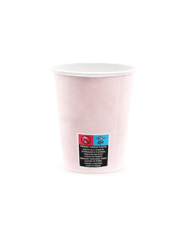 Cups Happy B'day!, light powder pink, 220ml (1 pkt / 6 pc.)