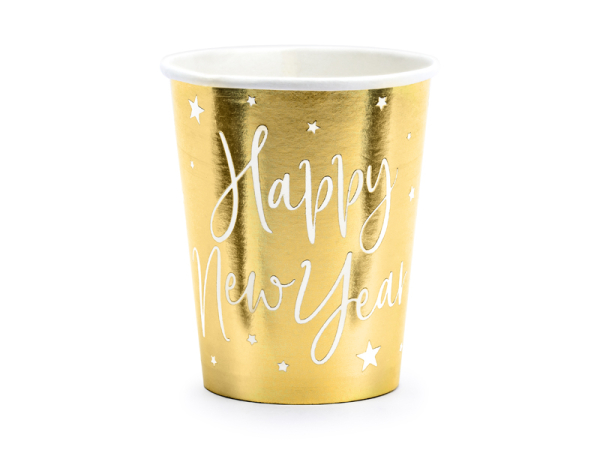 Cups Happy New Year, gold, 220ml (1 pkt / 6 pc.)