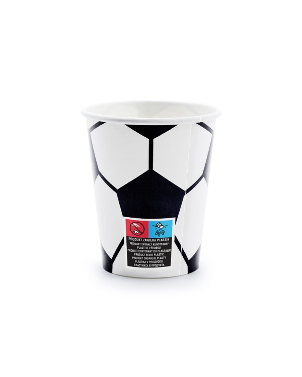Paper cups Football, mix, 220ml (1 pkt / 6 pc.)