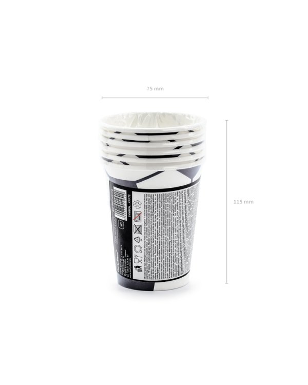 Paper cups Football, mix, 220ml (1 pkt / 6 pc.)