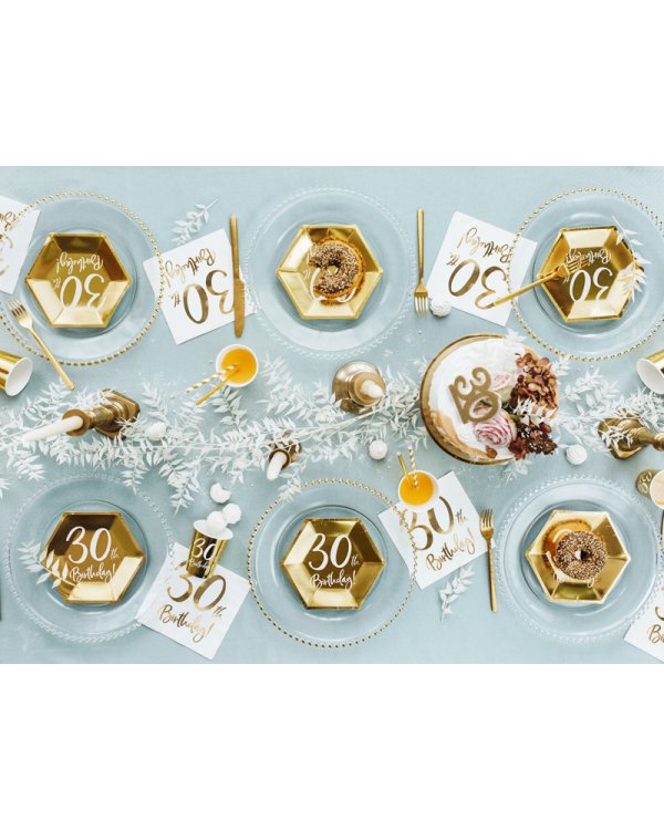 Paper cups 30th Birthday, gold, 220ml (1 pkt / 6 pc.)