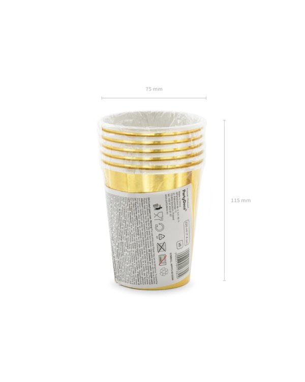 Paper cups 40th Birthday, gold, 220ml (1 pkt / 6 pc.)