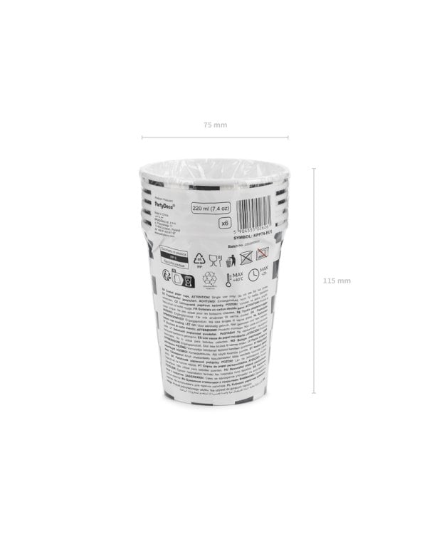 Cups Checkered flag, 220 ml, mix (1 pkt / 6 pc.)