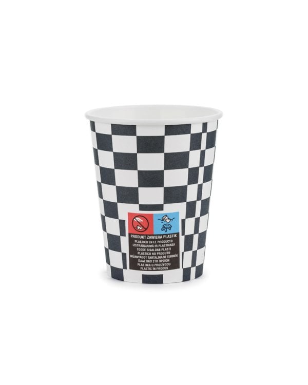 Cups Checkered flag, 220 ml, mix (1 pkt / 6 pc.)