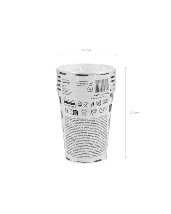 Cups Checkered flag, 220 ml, mix (1 pkt / 6 pc.)